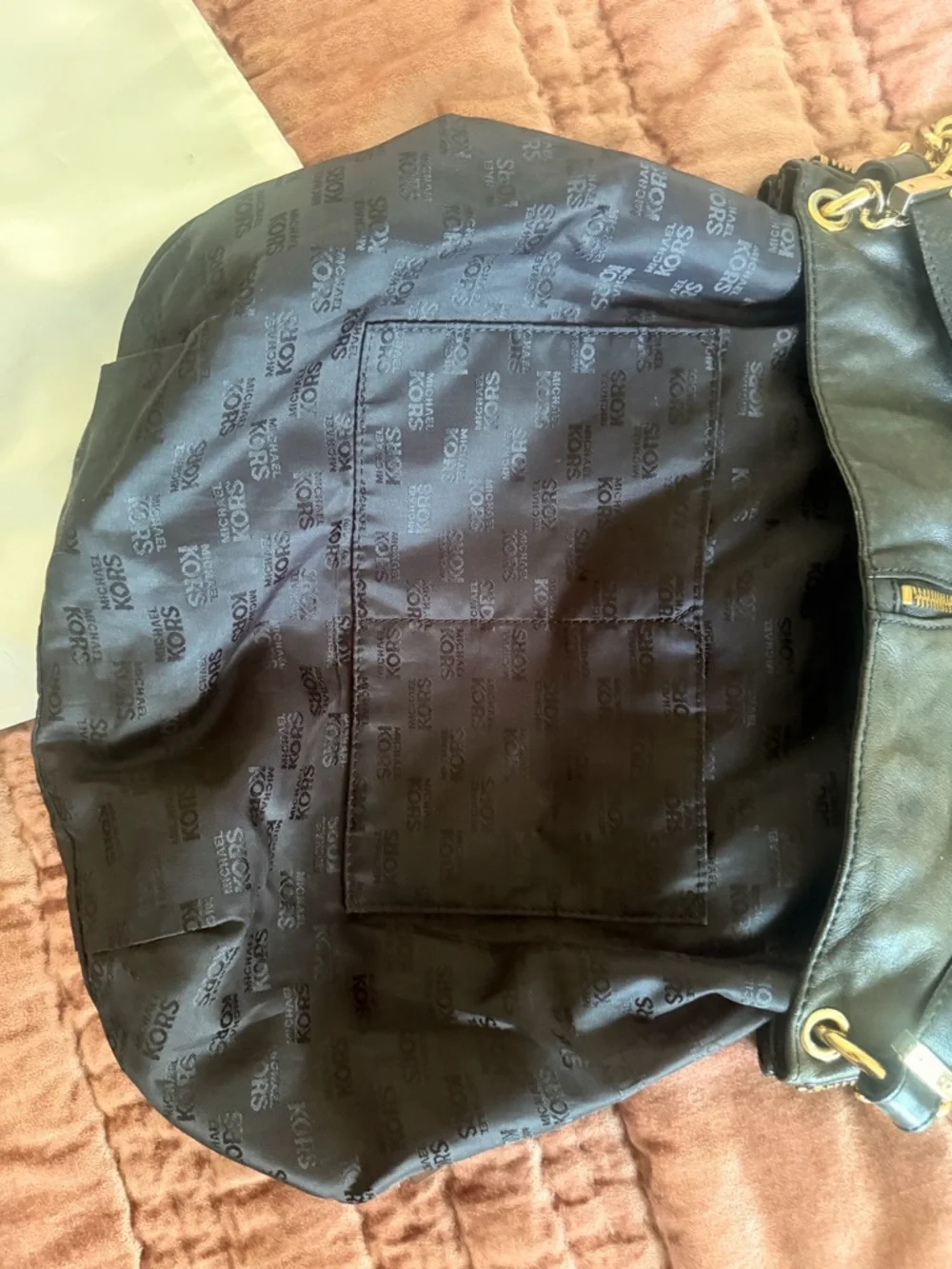 Michael Kors Black Leather Hobo Shoulder Bag with Gold Hardware - Picture 10 of 10